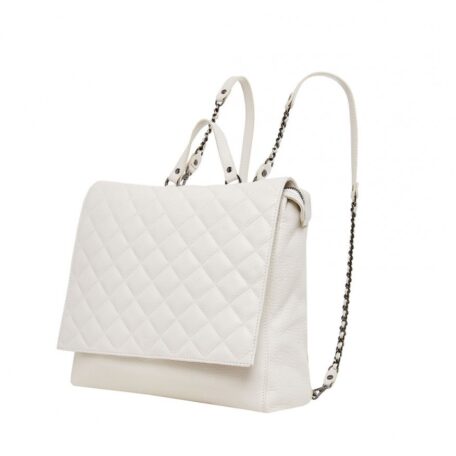 White Scarlet Quilted Leather Backpack